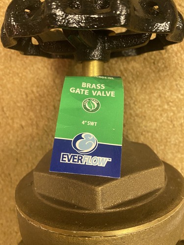 4" Brass Gate Valve Solder Connection NEW EverFlow NSF61 ANSI 200 WOG - Picture 5 of 8