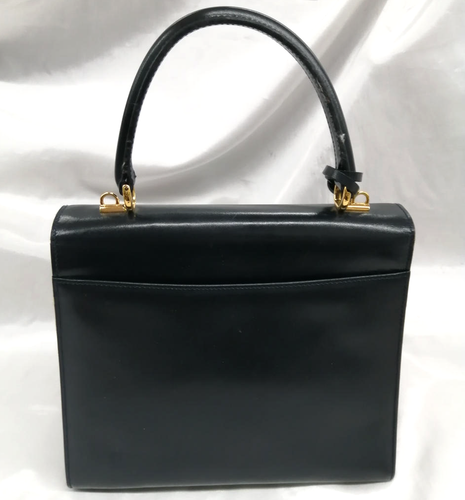Gucci Lady Lock Top Handle Handbag Black Leather w/ Key & Mirror Used Authentic - Picture 4 of 24