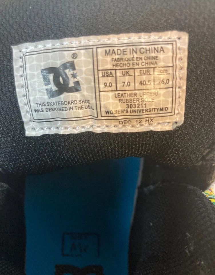 DC Skateboarding Para Mujer Medio Top Graffik Negro Zapatos Universitarios Tenis Talla 9 Foto 4 de 4