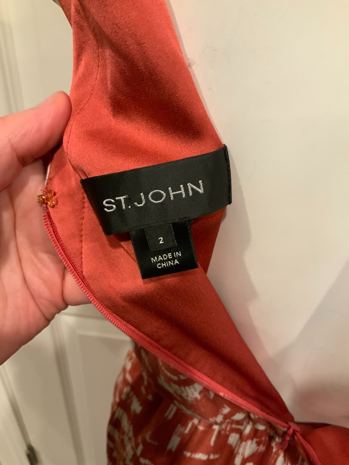 St. John Rust Red & White Patterned Sleeveless Dr… - image 7