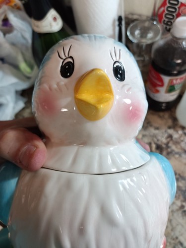 Bluebird Shaped Cookie Jar With Flowers - Picture 2 of 10