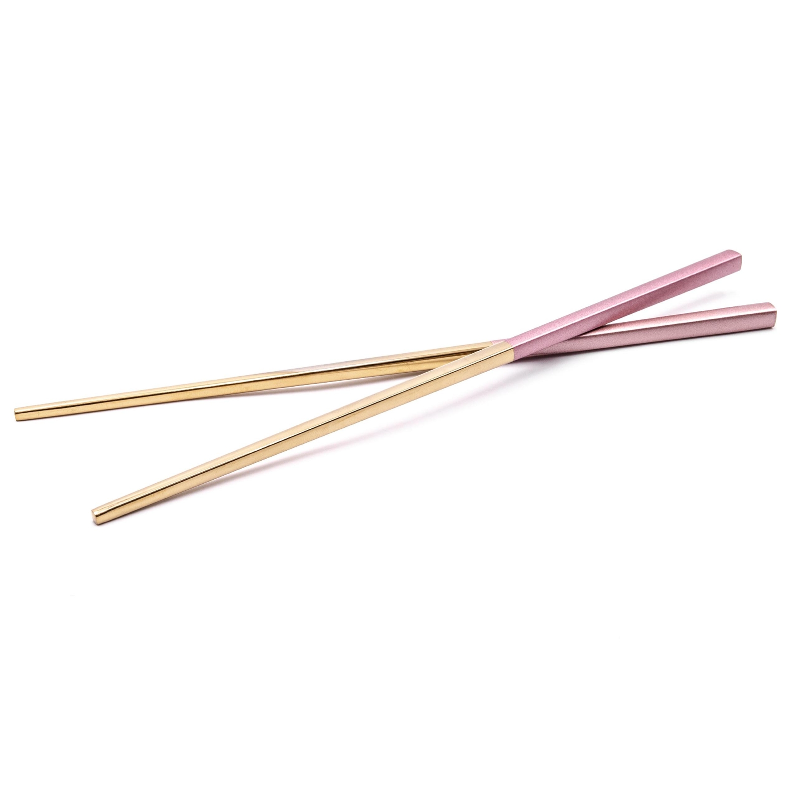 1 (par) palillos para comer, chopsticks - acero inoxidable, oro / rosa