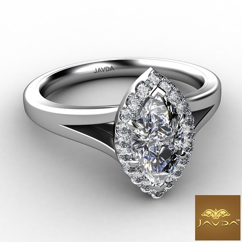 Halo Split Shank U Pave Marquise Diamond Engagement Gold Ring GIA G VS2 0.70 Ct - Picture 6 of 12