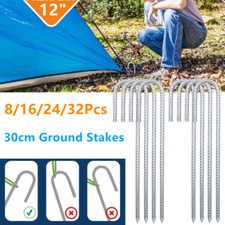 8~32pcs Heavy Duty 12" Galvanised Steel Ground Stakes J Shaped Pegs Gazebo Tent