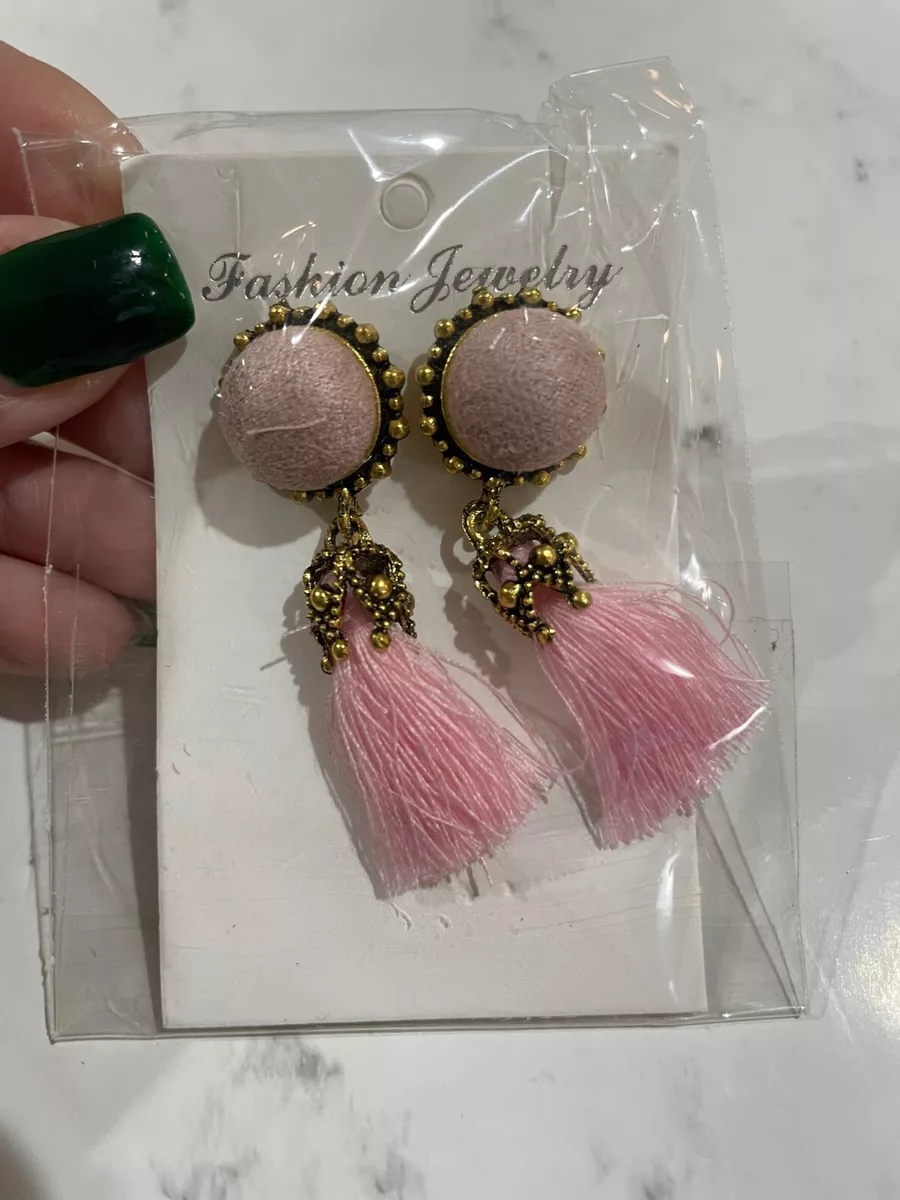 Baby pink shop tassel earrings
