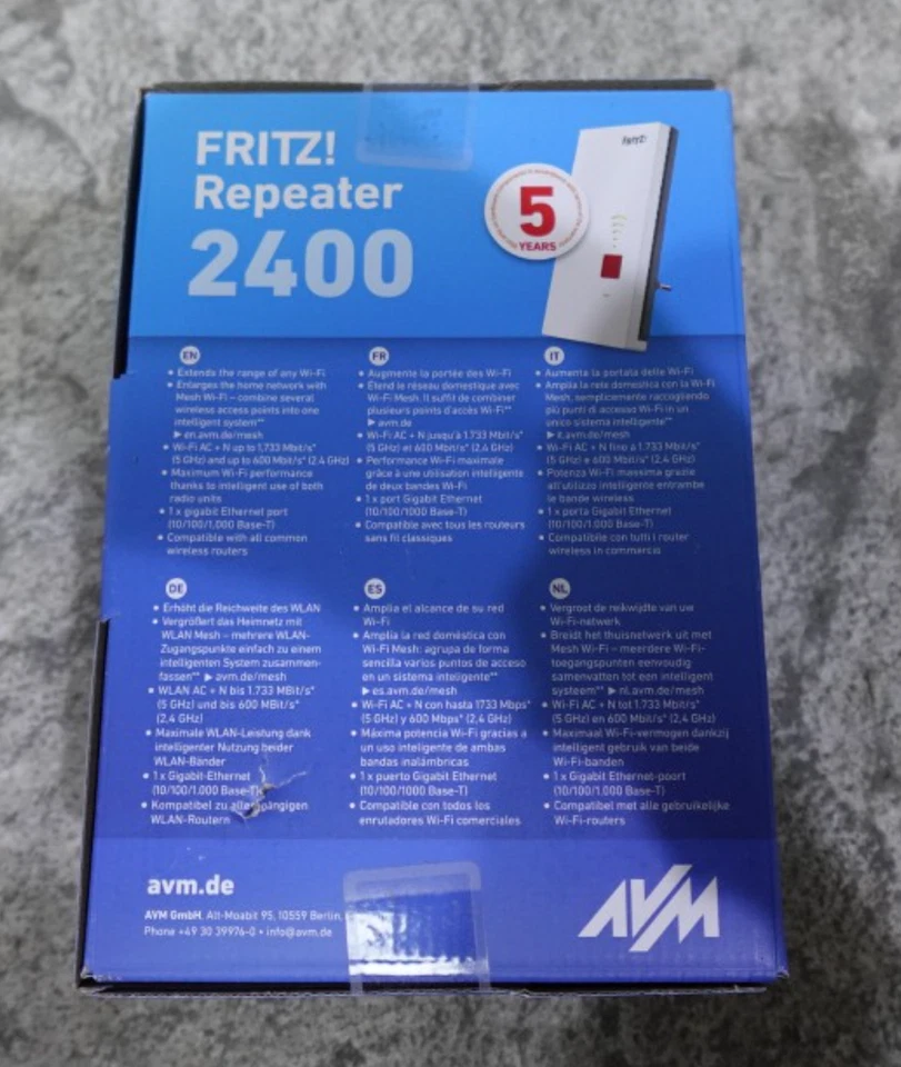 AVM FRITZ!Repeater 2400 Dualband Repeater AC/N WLAN Mesh 5 GHz 2333 Mbit/s  - Image 2 of 3