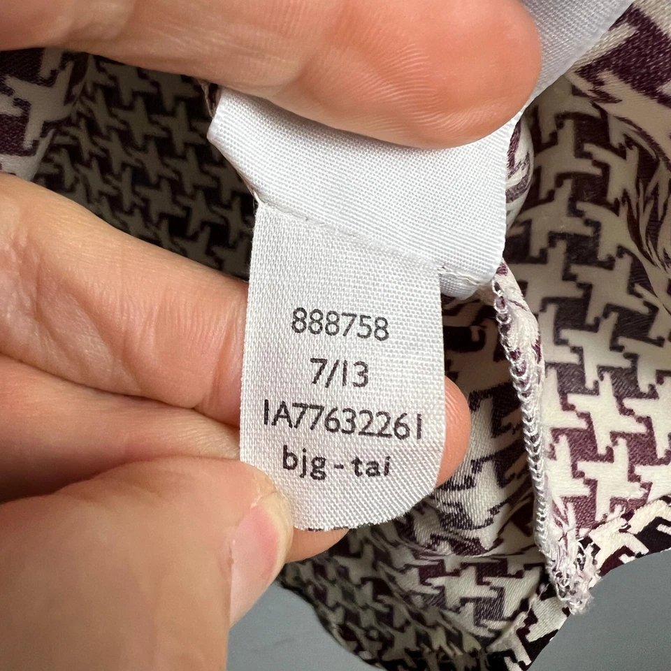 Blusa Tommy Hilfiger Pata de Gallo Geométrica Neutra Ropa de Trabajo L/SL Abotonada XL Foto 4 de 4