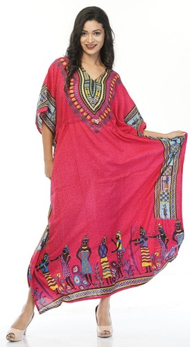 Boho Vestido de Kaftan Hippy africano, tamaño libre para mujer playa  encubrir Caftan Maxi vestido de | eBay