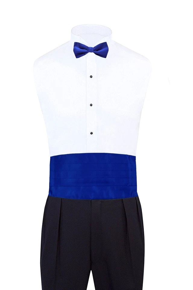 Conjunto de gravata borboleta masculina azul royal sólido 3 peças formais casamentos - Imagem 3 de 3