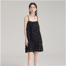 Fashion women flower decoration Sling style A-line skirt  Loose and slim summer