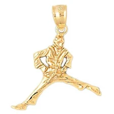 New 14k Gold Martial Arts Karate Charm Pendant
