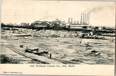 Iola Portland Cement Company Iola KS Factory View c1907 Vintage Postcard P02