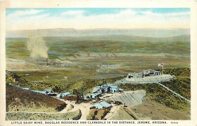 Postcard 1920s Arizona Jerome Little Daisy Mine residence Birdseye AZ24-672