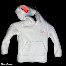 Cat  Jack Girls Cozy Hooded Pullover Sherpa Coat Pocket Cream Peach Size XS 4/5