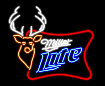 US STOCK Miller Lite Beer Deer Buck Stag 24''x20'' Neon Sign Lamp Light Glass