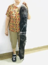 120cm 47" Long Natural Silver Fox tail, Real Fox Fur Tail Cosplay Games