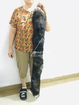120cm 47'' Long Natural Silver Fox tail, Real Fox Fur Tail Cosplay Games
