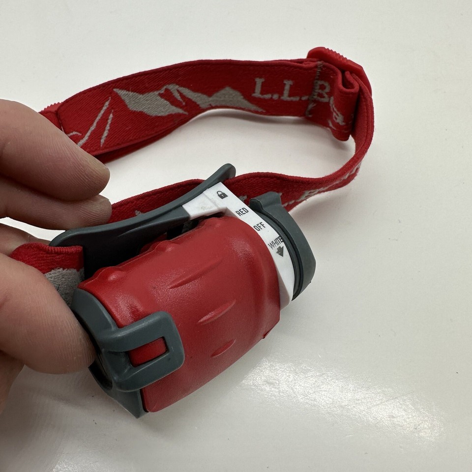 LL Bean Headlamp Adult Red Hiking Camping Backpacking Red/White Flash