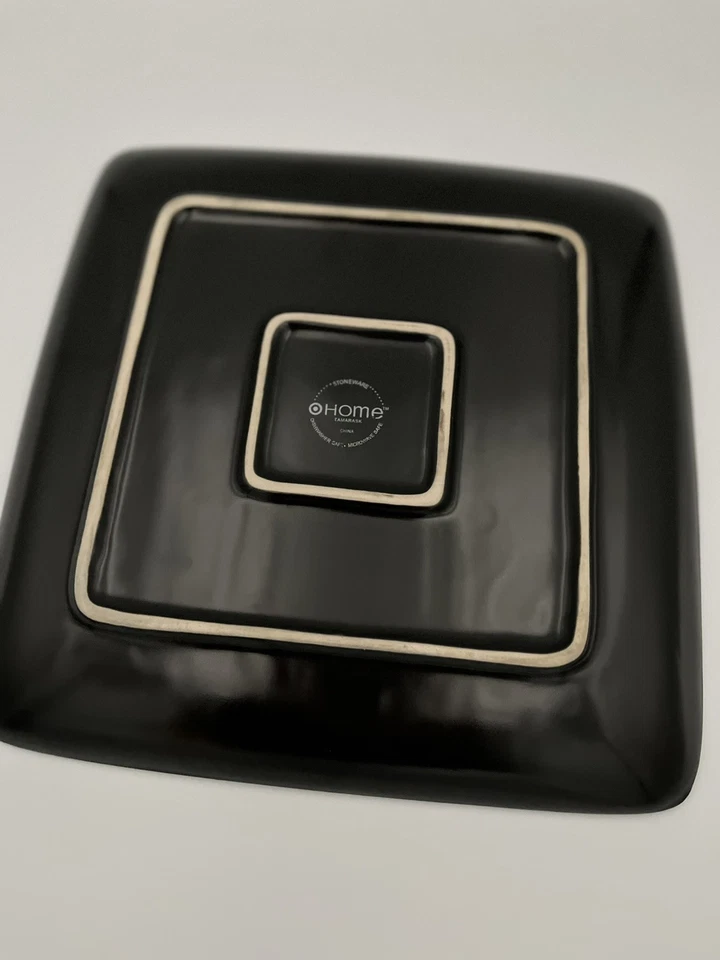 Stoneware Dinner Plates Home Target Tamarask Red Blocks Black Coupe Square 10.5" - Image 4 of 4