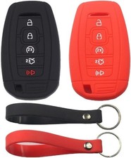 2Pcs Rubber Silicone 5 Buttons Remote Smart Key Fob Cover Cas Color: Black Red