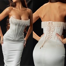 House of CB 'Nalita' Vintage Cream Embellished Strapless Midi Dress NWOT sz XL