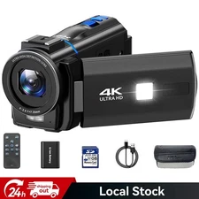 4K 48MP Touchscreen Video Camera Digital Camcorder 16x Zoom IR Night Vision 32GB