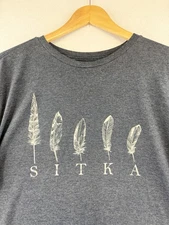 Sitka Men’s Size XL Gray Feather Graphic Tee Short Sleeve Outdoors Hunting