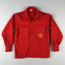 VTG 60s 70s Official Boy Scouts America Jacket Size 38 Red Wool Jac Shirt BSA