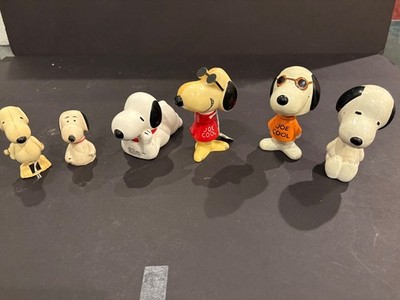 6 Vintage Snoopy Figures: Laying Down Bobbleheads Flashlight Walker LOT 1966 etc