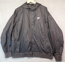 Nike Men Large Hooded Full-Zip Black Windbreaker Jacket AR2191-010 Gorp