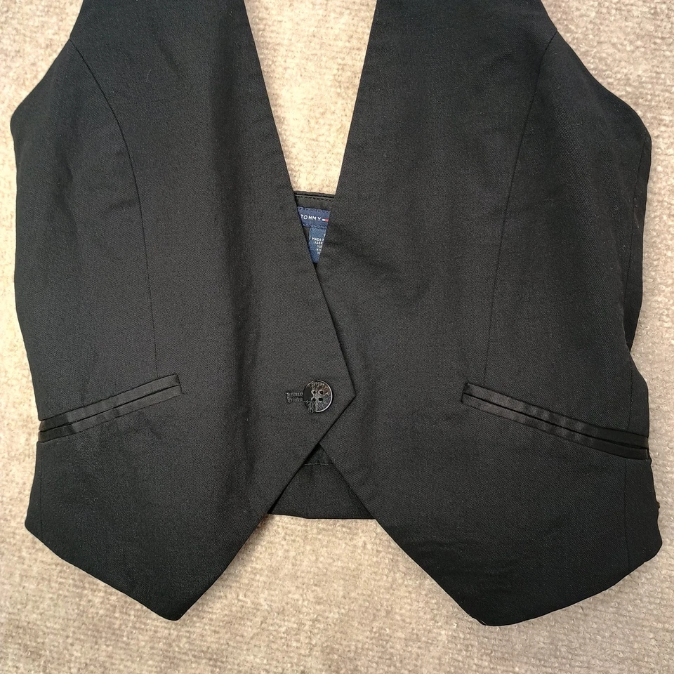 Top halter vintage Tommy Hilfiger para mujer negro mezcla de lana talla 6 hebilla trasera Foto 3 de 4