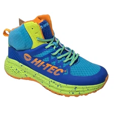 Hi-Tec Mens Destructor Logo High Top Trail Hiking Shoes Sneakers Blue Yellow 9