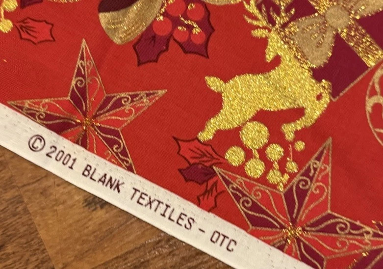 Blank Textiles Fabric Christmas Metallic Red Present Bows Reindeer 36 x 44” - Image 4 of 4