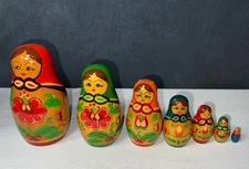 Matryoshka Wooden Nesting Dolls 7-Piece Hand-Painted 5.5  - .75”