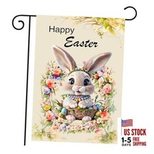 Easter Garden Flag Happy Easter Bunny Garden Flag 12x18 Inch Double Sided for