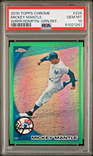 2010 Topps Chrome Mickey Mantle #226 Green Refractor /599 PSA 10 Pop 8 RARE