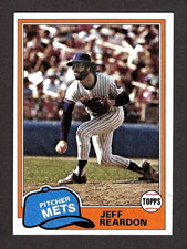 1981 Topps JEFF REARDON Rookie Card New York Mets #456. rookie card picture
