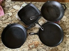2 Lodge And 2 Unidentified (1 Possible BSR) Cast Iron Pans