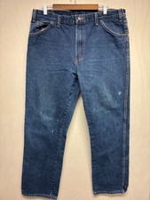 Dickies Workwear Jeans Mens Blue Denim Cotton Straight Leg Regular Fit 38x32
