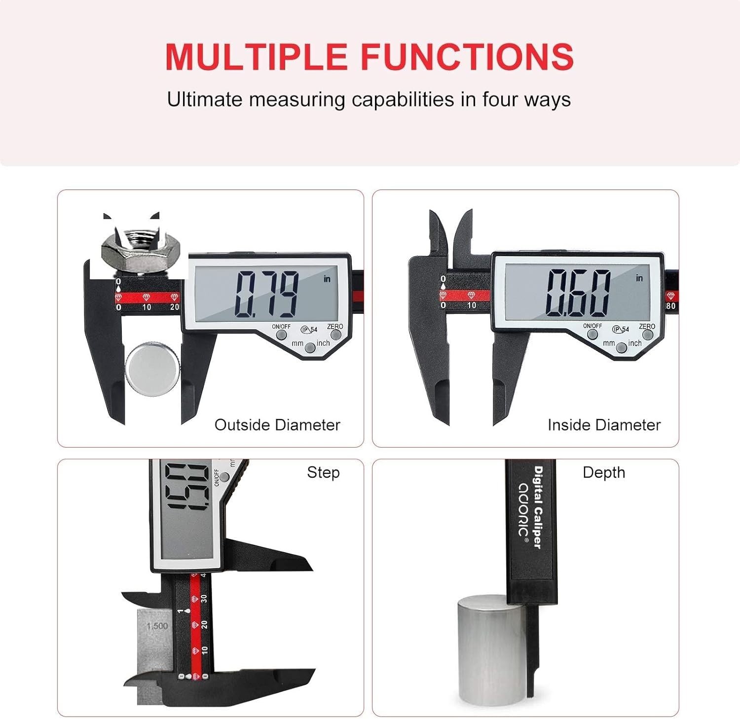 Versatile Electronic Caliper 0-6" LCD Screen & Auto Shut-Off - Ideal for Jewelry