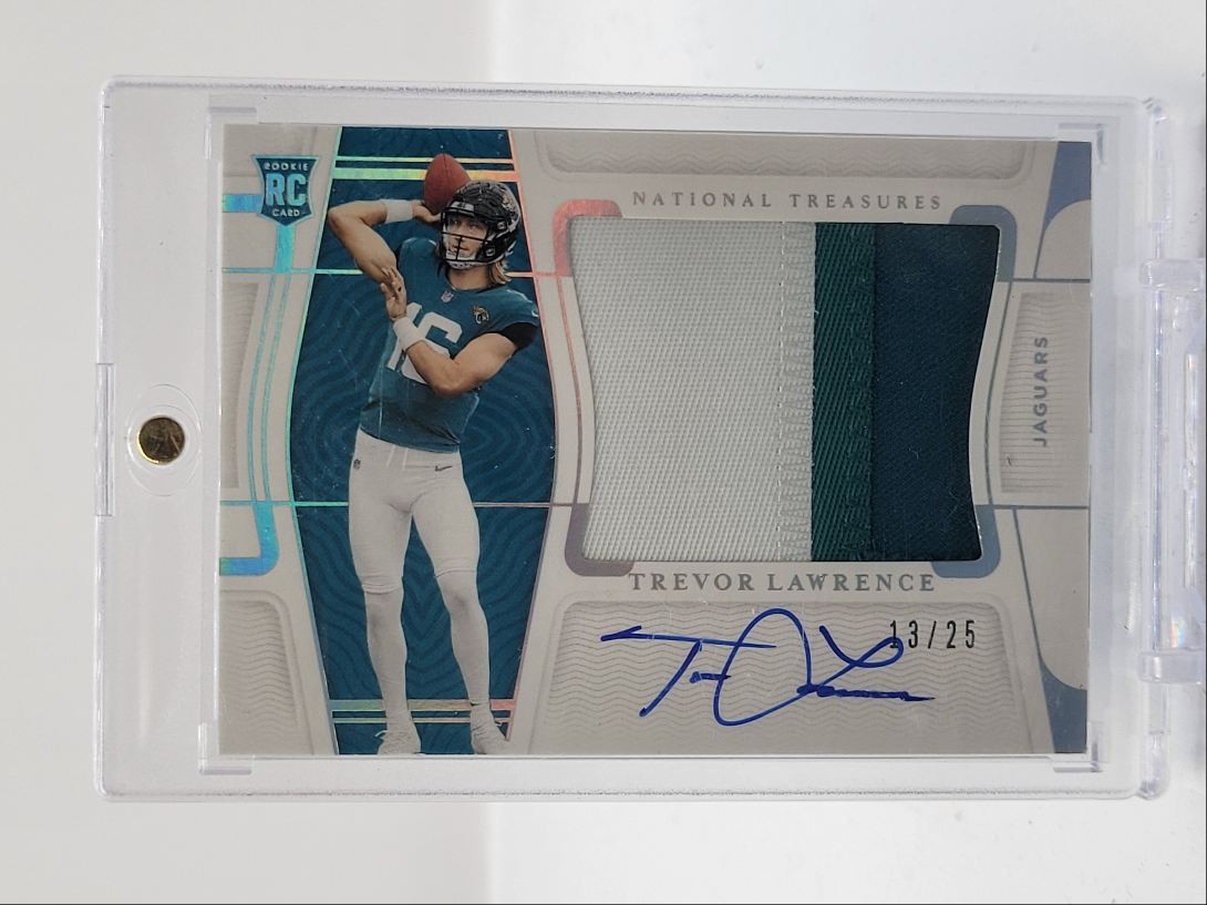 Trevor Lawrence Panini National Treasures Prodigy Patch Autographs #TL Holo Silver