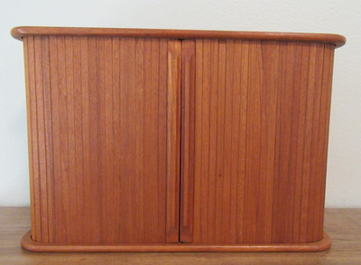 Vintage EID Teak Roll Top Cabinet Sliding Tambour Doors MCM Minimalist 18'' x 12''