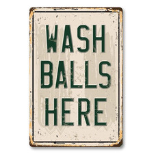 Wash Balls Here Sign - Golf Wall Art Decor, Vintage Metal Sign for Golf Wall,...