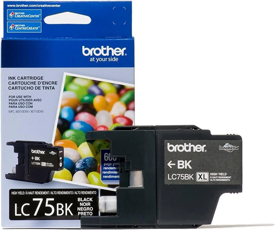Brother Printer LC752PKS 2 Pack of LC-75BK Cartridges Ink - Retail Packaging, - Image 3 of 3