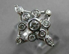 ESTATE LARGE .48CT DIAMOND 14KT WHITE GOLD OPEN BEZEL FLOWER FUN RING #20573