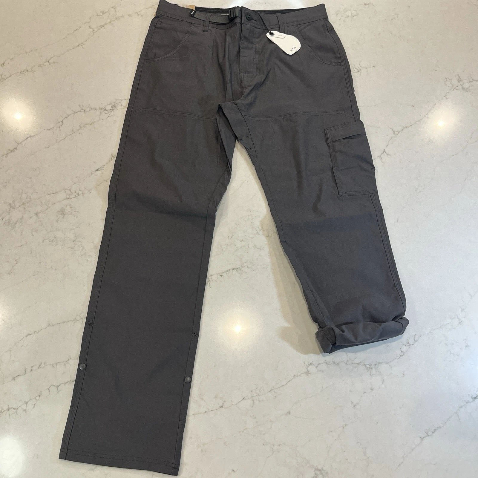 Prana NEW Stretch Zion Relaxed Pant II Mens 34 x 32 Dark Gray Hiking Outdoor