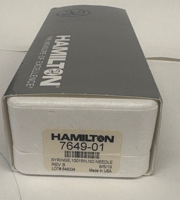 NEW- Hamilton, 1 mL, Gastight Syringe, Removable Needle (RN), PN: 7649-01- NEW