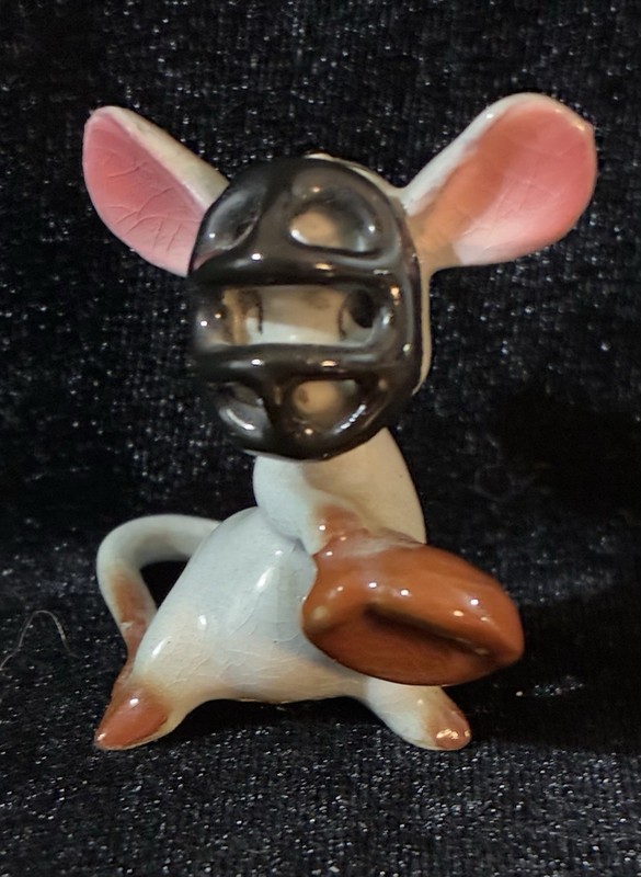 Vintage Arnart Ceramic Baseball Catcher Mouse Miniature Figurine