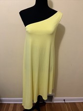 SALE! Susana Monaco Yellow Dress Size M On Shoulder Asymmetrical Cross Body