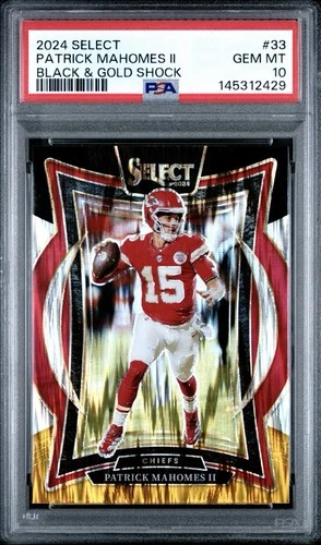 2024 PANINI SELECT #33 PATRICK MAHOMES II BLACK & GOLD SHOCK PSA 10 POP 2 HOF